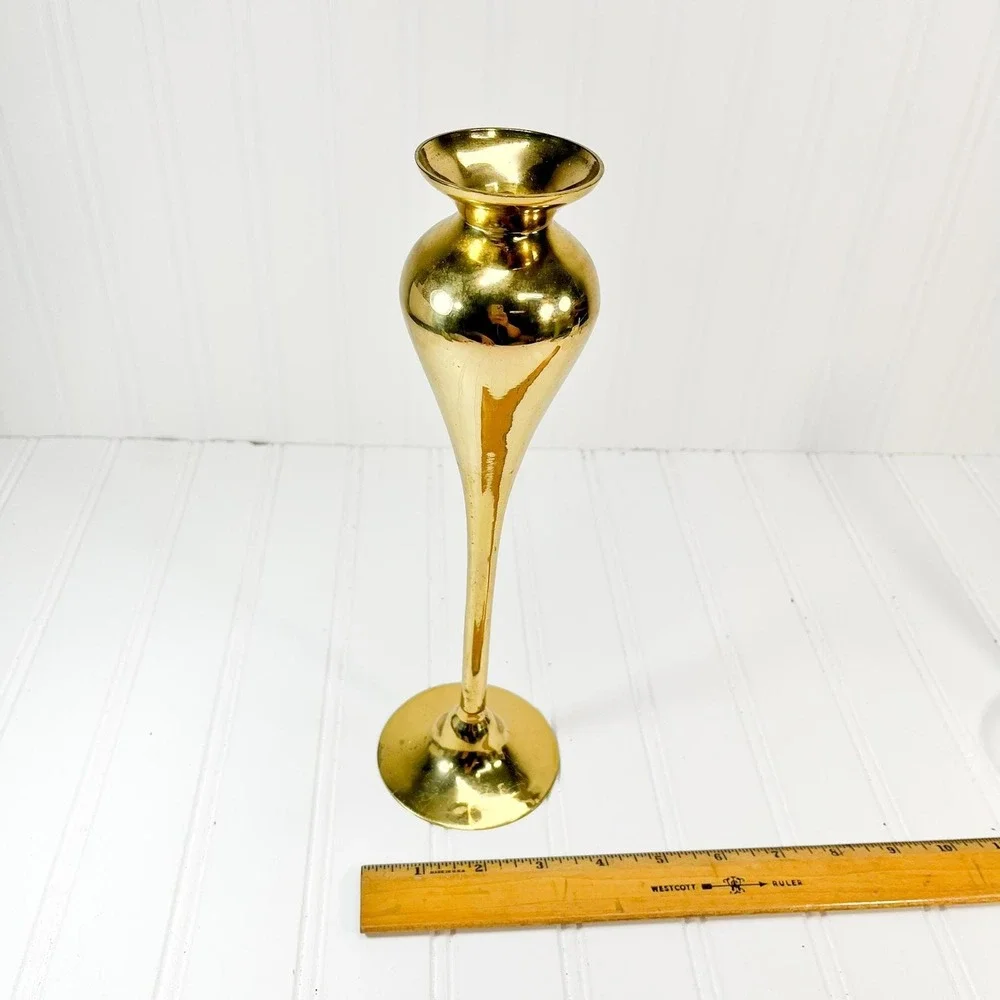 Vintage Tall Brass Vase - Made in‎ India